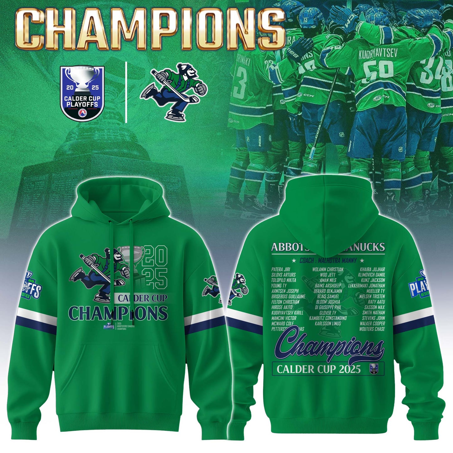 Abbotsford Canucks AHL Champions Cup 2025 Hoodie Limited