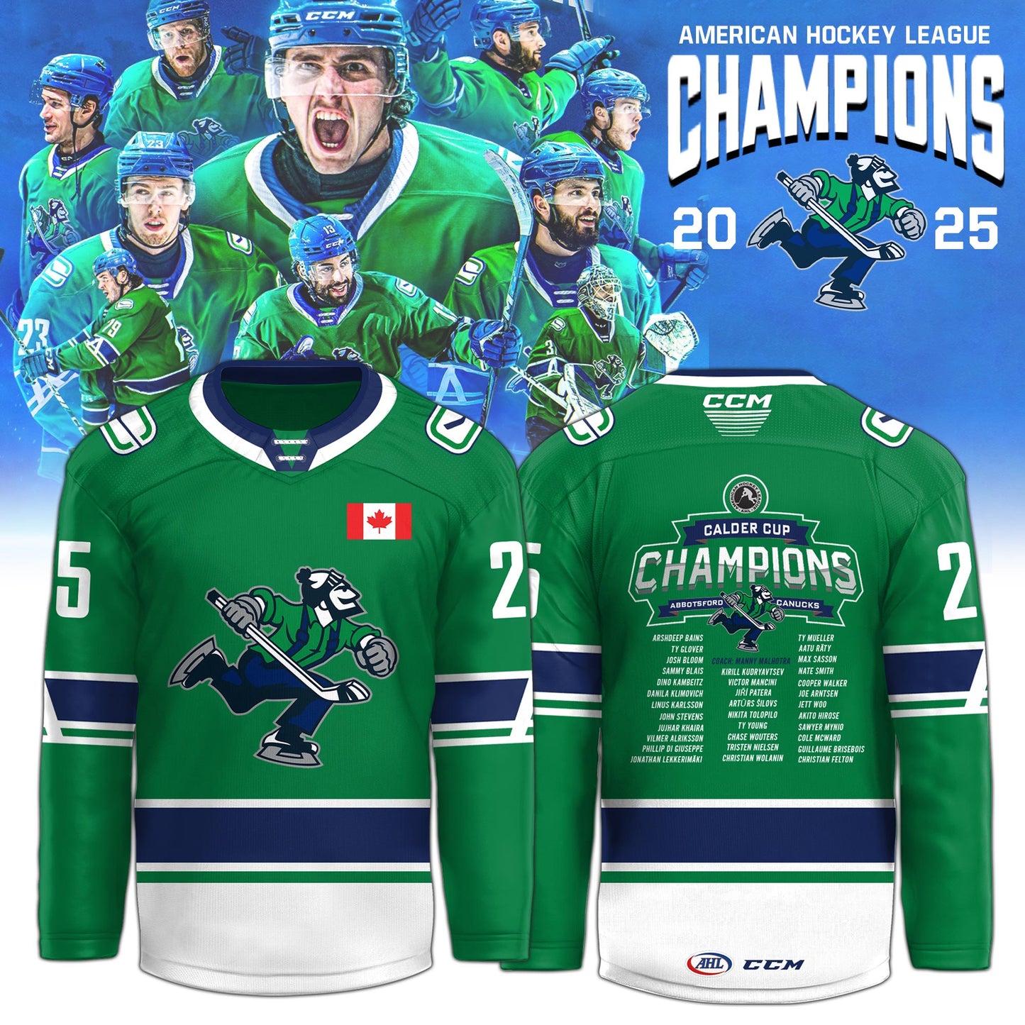 Abbotsford Canucks AHL Champions Cup 2025 Hockey Jersey Limited
