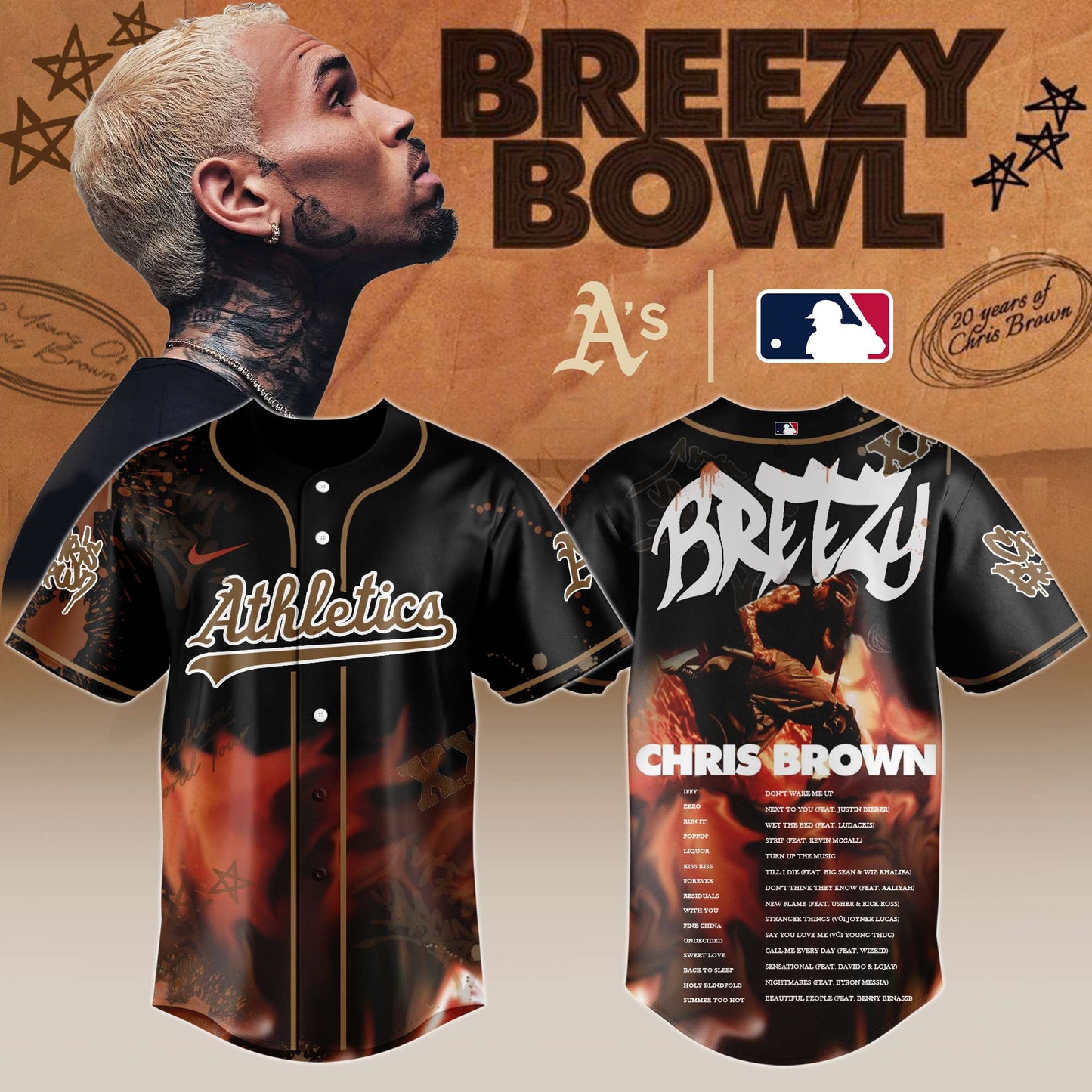 A t h l e t i c s x Chris Brown “Breezy Bowl XX Stadium World Tour” 2025 Jersey Editions Limited + Selling Out Fast