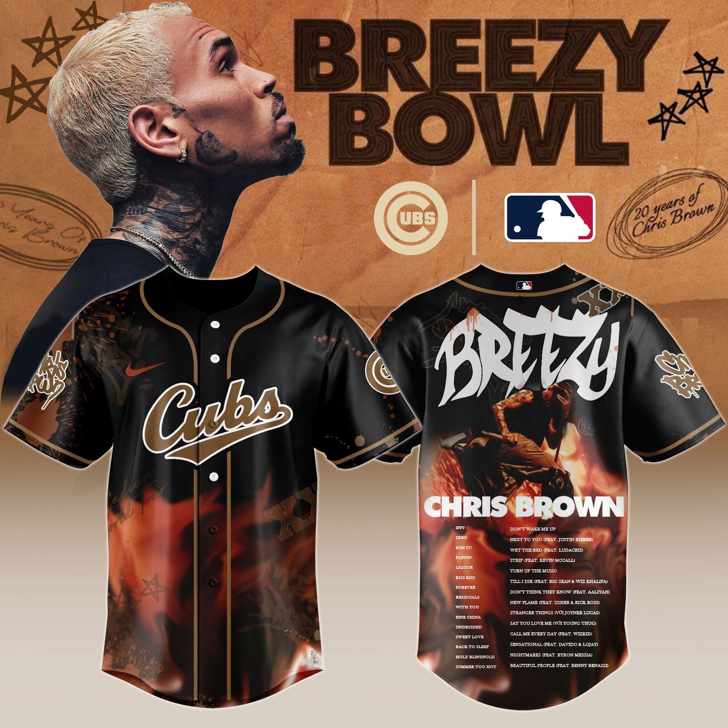 C Cubs x Chris Brown “Breezy Bowl XX Stadium World Tour” 2025 Jersey Editions Limited + Selling Out Fast