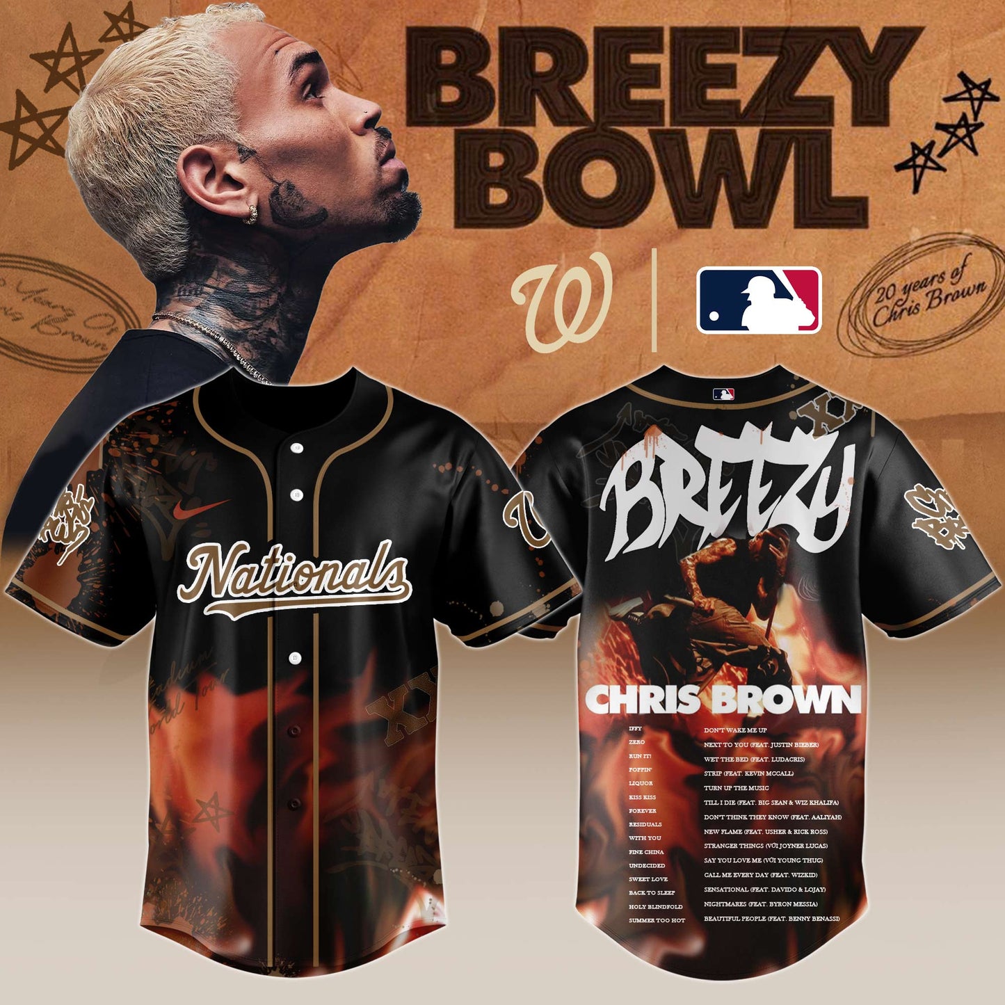 W Nationals x Chris Brown “Breezy Bowl XX Stadium World Tour” 2025 Jersey Editions Limited + Selling Out Fast
