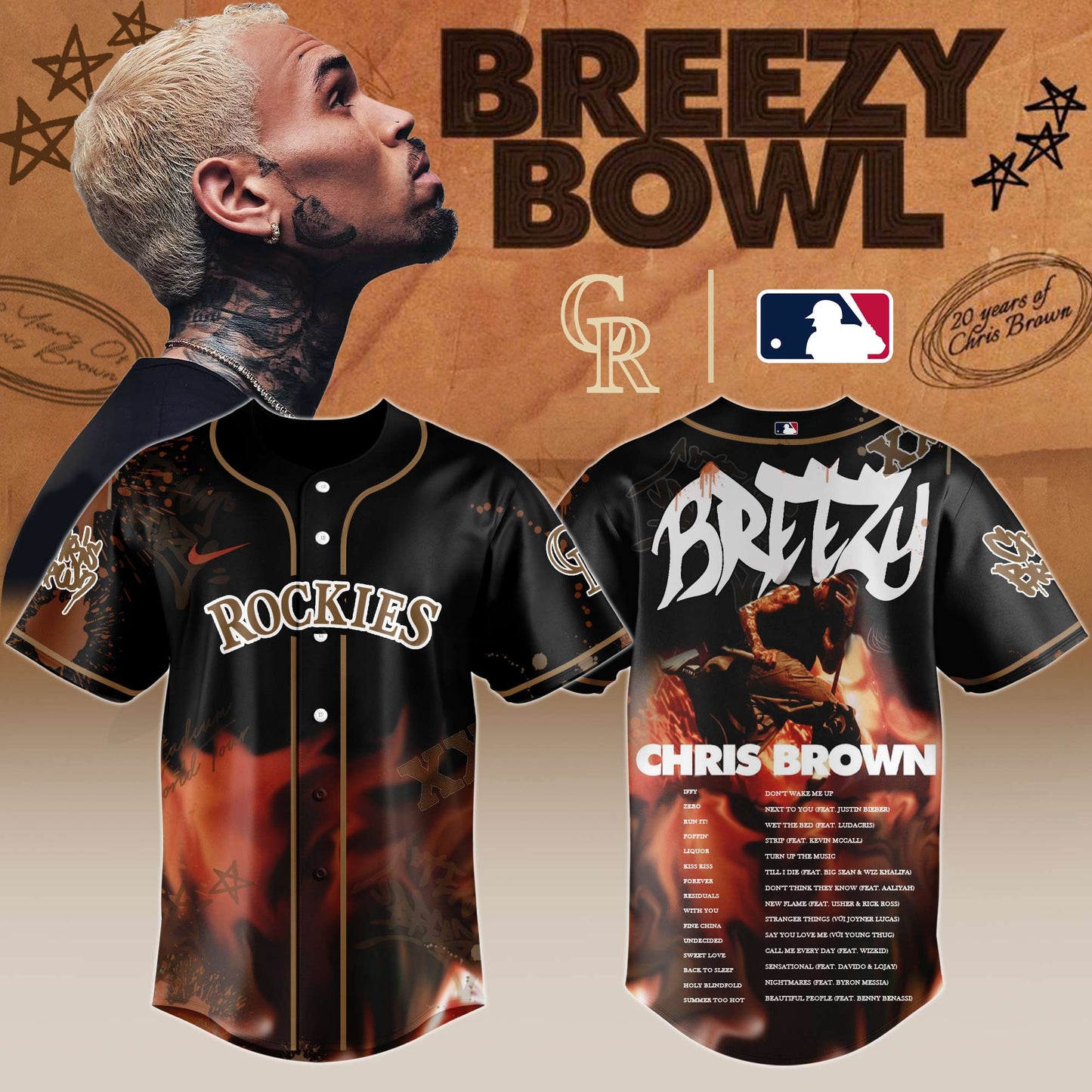 C Rockies x Chris Brown “Breezy Bowl XX Stadium World Tour” 2025 Jersey Editions Limited + Selling Out Fast