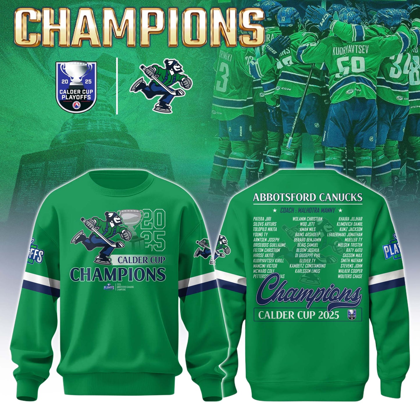Abbotsford Canucks AHL Champions Cup 2025 Sweatshirt Limited
