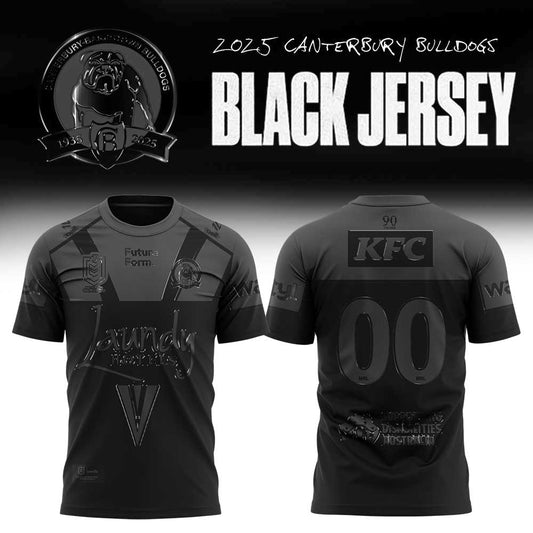 Canterbury Bulldogs Back In Black Uniform Shirt Custom Number For Fans