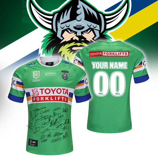 Canberra Raiders 2025 Squad Signed Replica Home Custom Jersey