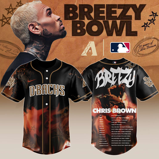 A Diamondbacks x Chris Brown “Breezy Bowl XX Stadium World Tour” 2025 Jersey Editions Limited + Selling Out Fast