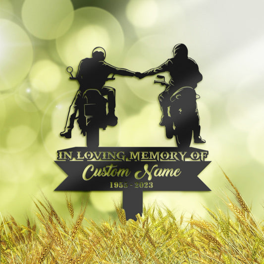 Personalized Biker Motocycle rider Memorial Stake, Metal Stake, Sympathy Sign, Grave Marker, Remembrance Stake