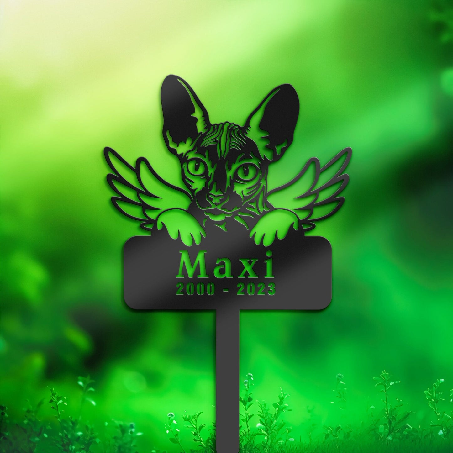 Personalized Sphynx Cat Memorial Stake, Metal Stake, Sympathy Sign, Pet Grave Marker, Remembrance Stake