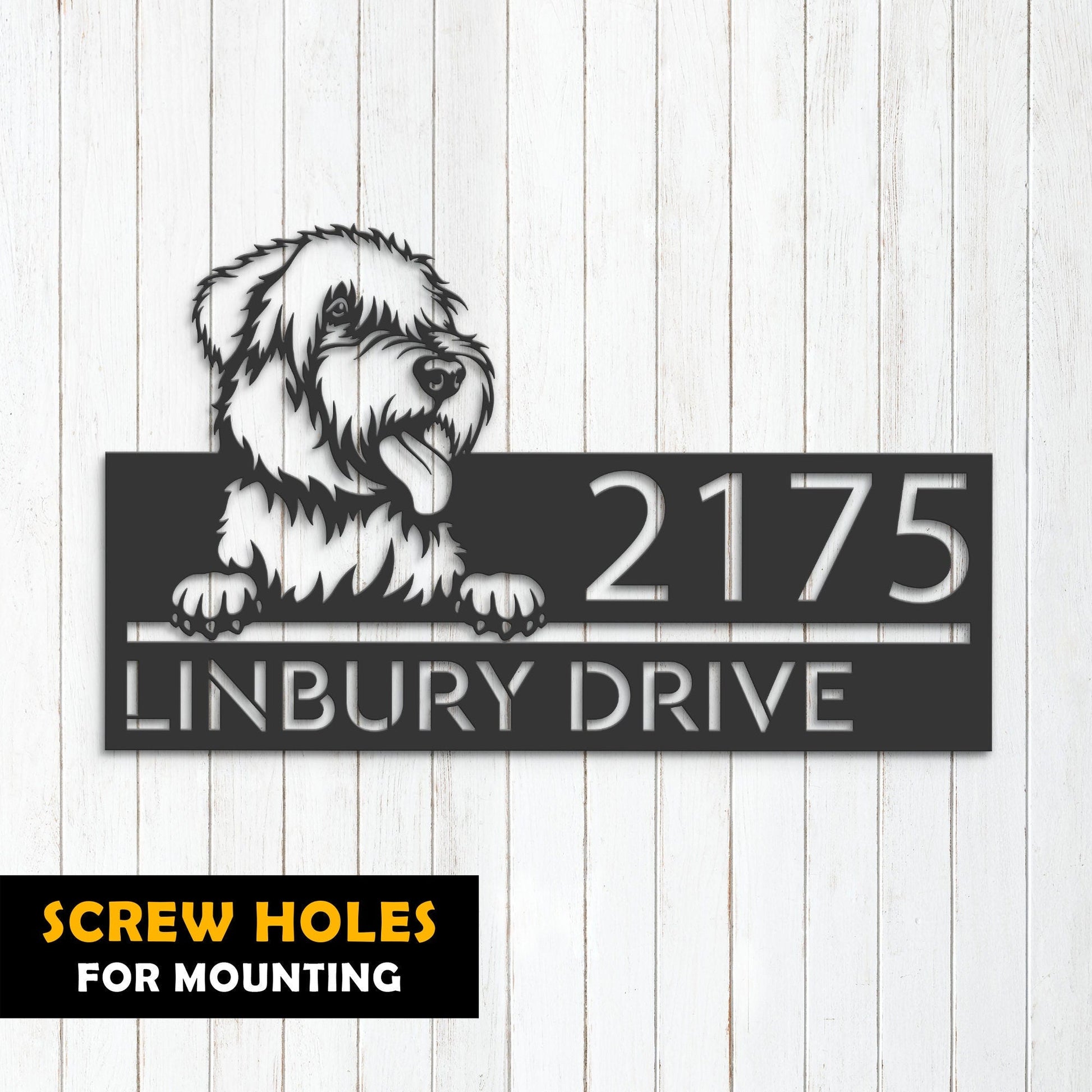 Personalized Wheaten Terrier dog, Puppy Metal Address Sign House number Hanging Address Plaque Yard Sign Outdoor decor Garden Stake