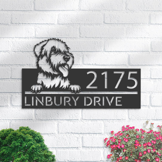 Personalized Wheaten Terrier dog, Puppy Metal Address Sign House number Hanging Address Plaque Yard Sign Outdoor decor Garden Stake