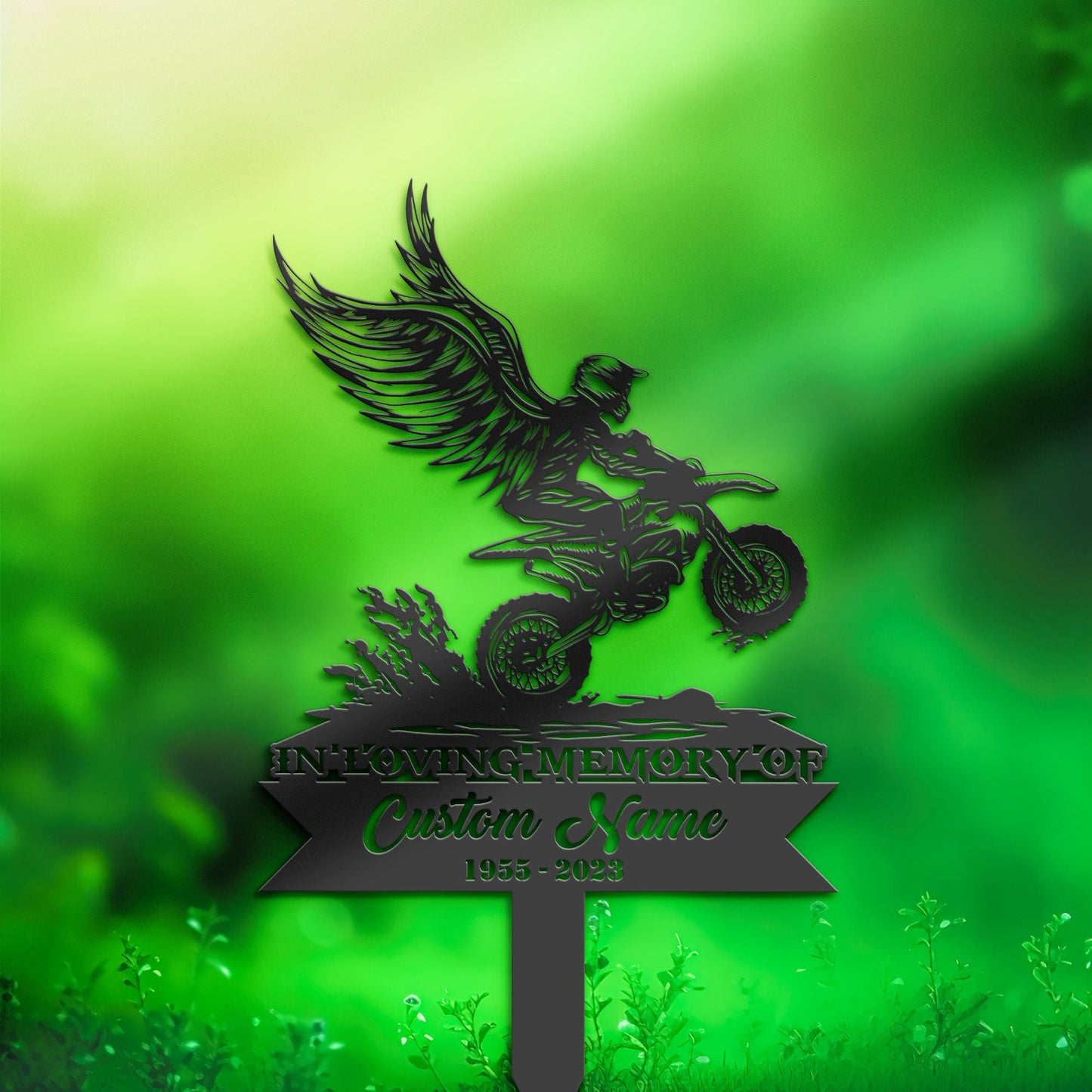 Personalized Dirtbike motocross biker Memorial Stake, Metal Stake, Sympathy Sign, Grave Marker, Remembrance Stake