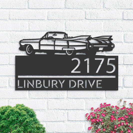 Personalized Old car Metal Address Sign House number Hanging Address Plaque Yard Sign Outdoor Sign Garden Stake