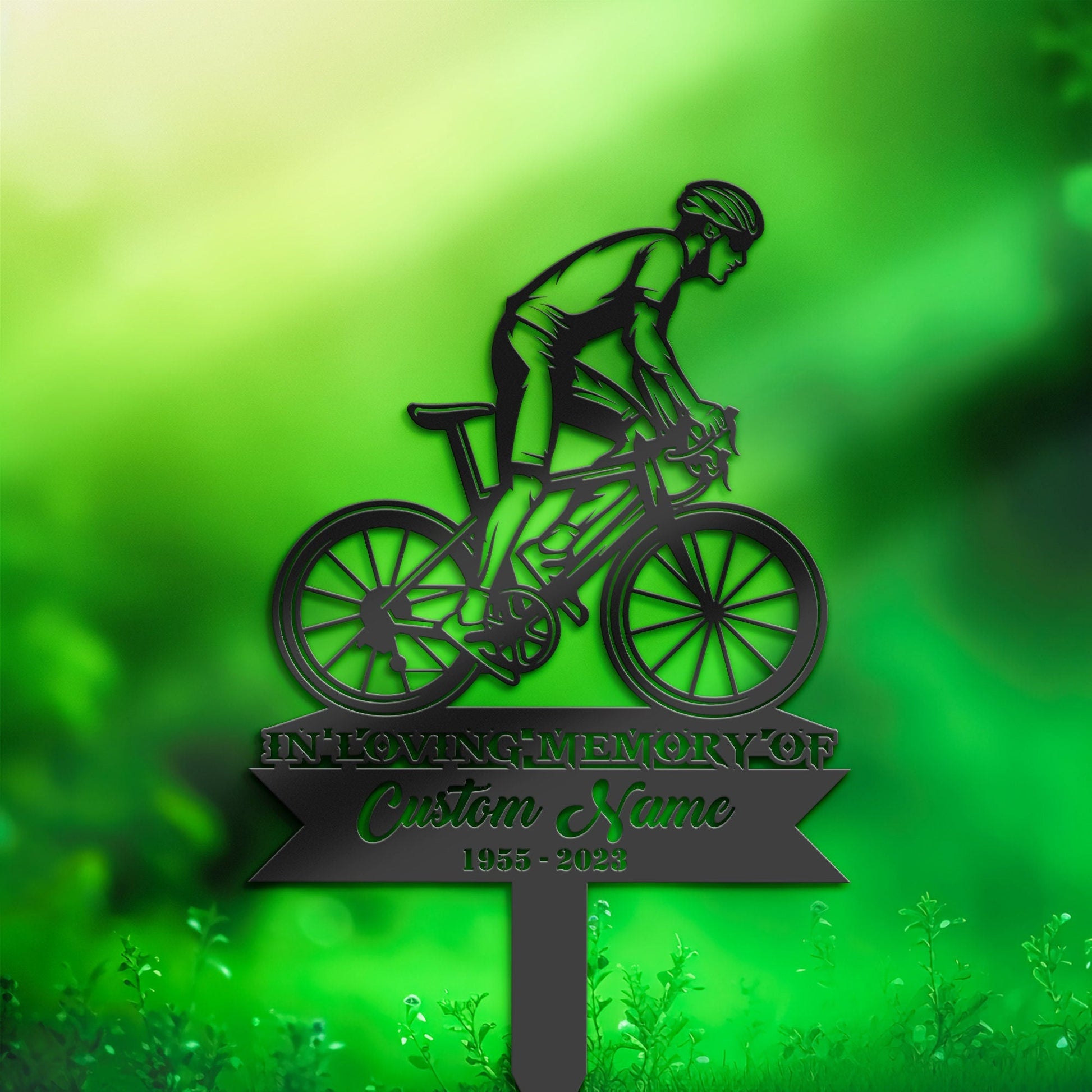 Personalized Cyclist bike rider Memorial Stake, Metal Stake, Sympathy Sign, Grave Marker, Remembrance Stake