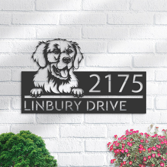 Personalized Kuvazs dog, Puppy Metal Address Sign House number Hanging Address Plaque Yard Sign Outdoor decor Garden Stake