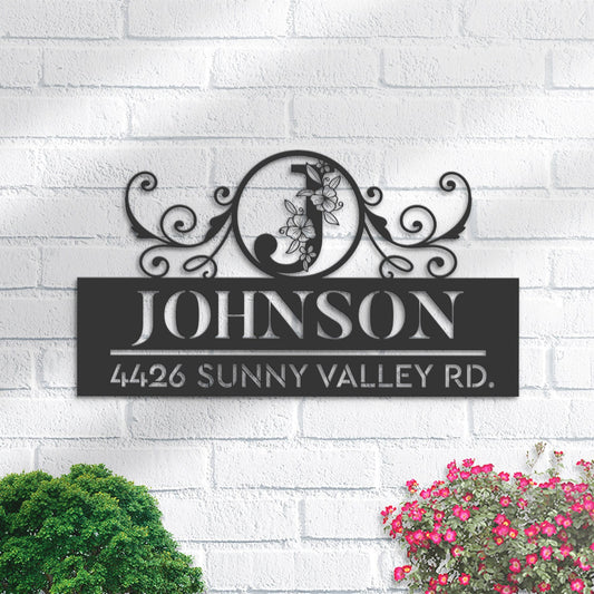 Personalized Monogram Letters family name Metal Address Sign House number Hanging Address Plaque Yard Sign Outdoor decor Garden Stake S38