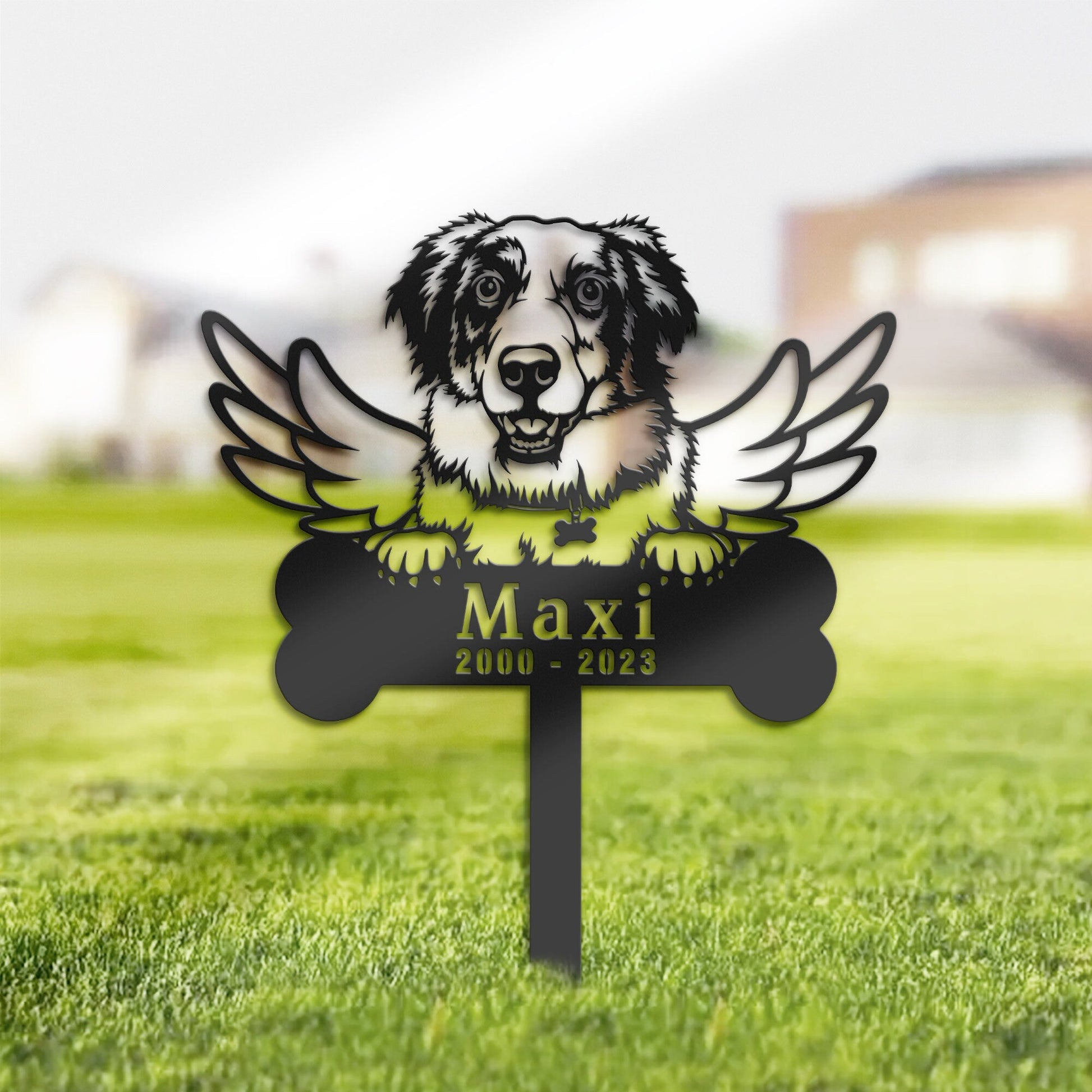 Personalized Australian Shepherd Dog Memorial Stake, Metal Stake, Sympathy Sign, Pet Grave Marker, Remembrance Stake