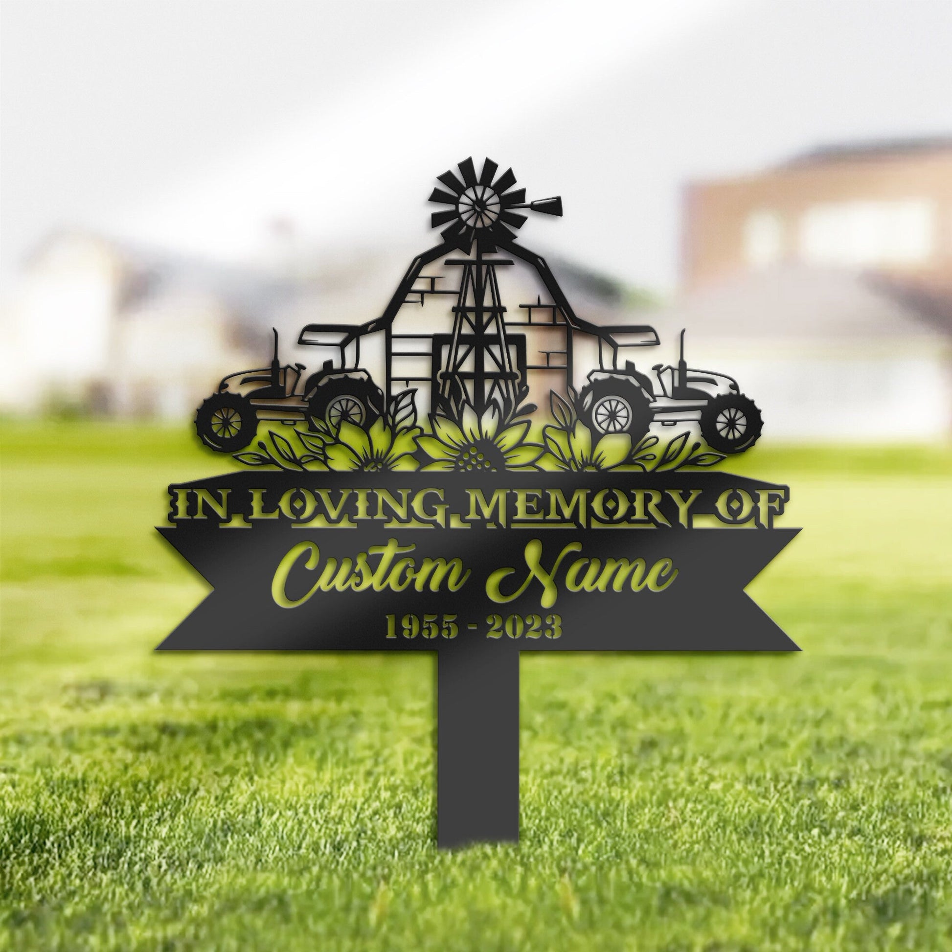 Personalized Farming with flower farmer Memorial Stake, Metal Stake, Sympathy Sign, Grave Marker, Remembrance Stake