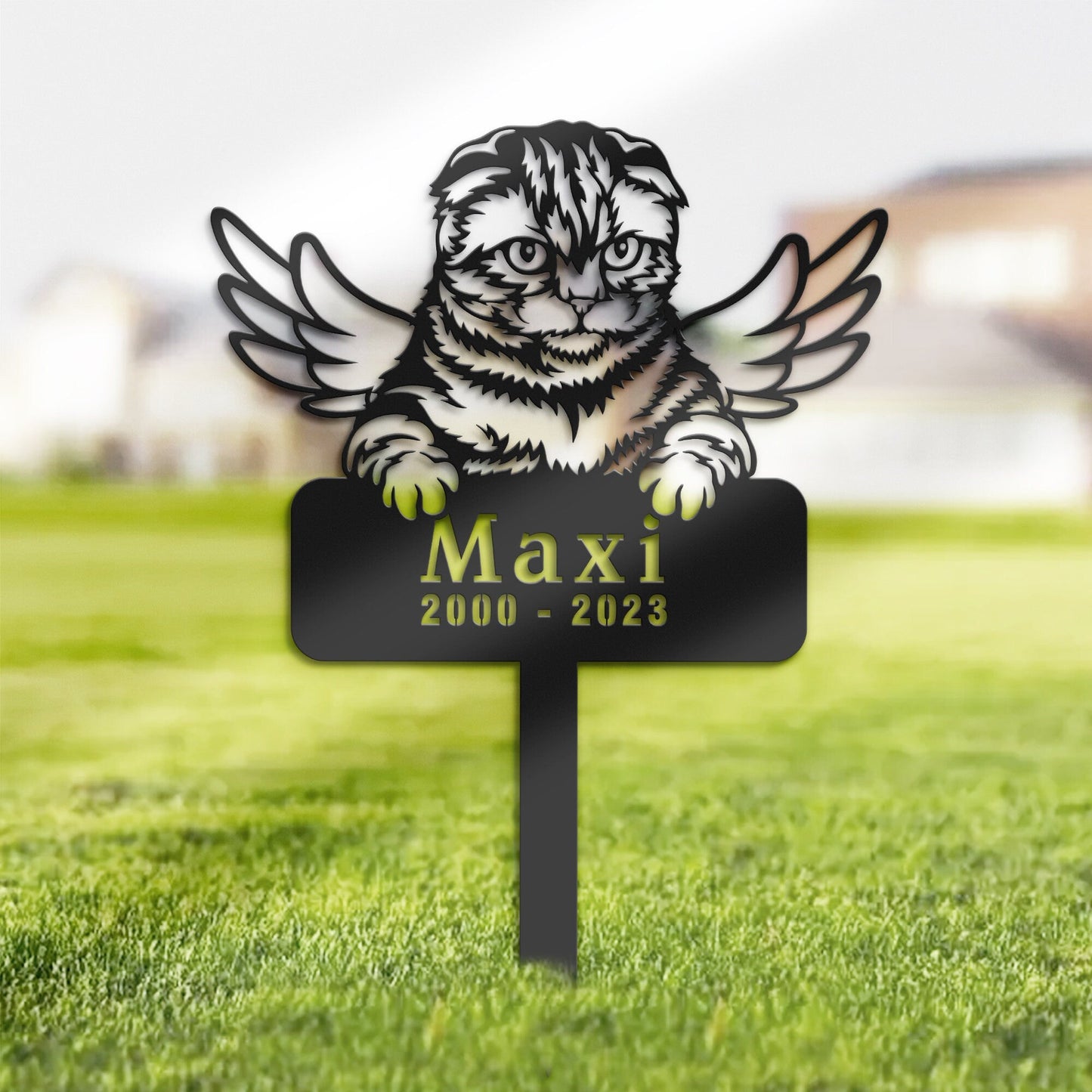 Personalized Scottish fold Cat Memorial Stake, Metal Stake, Sympathy Sign, Pet Grave Marker, Remembrance Stake