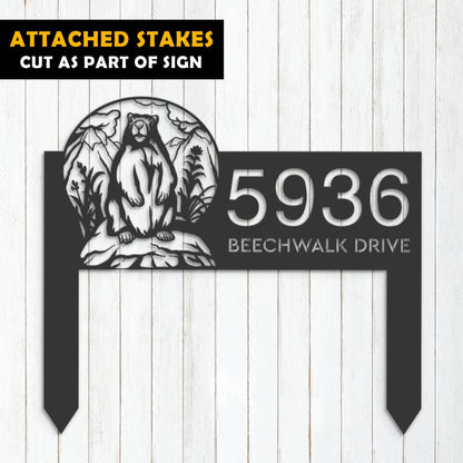 Personalized Badger Wild animal wildlife Metal Address Sign | Hanging Address Plaque | Yard Sign, Outdoor Sign | Garden Stake