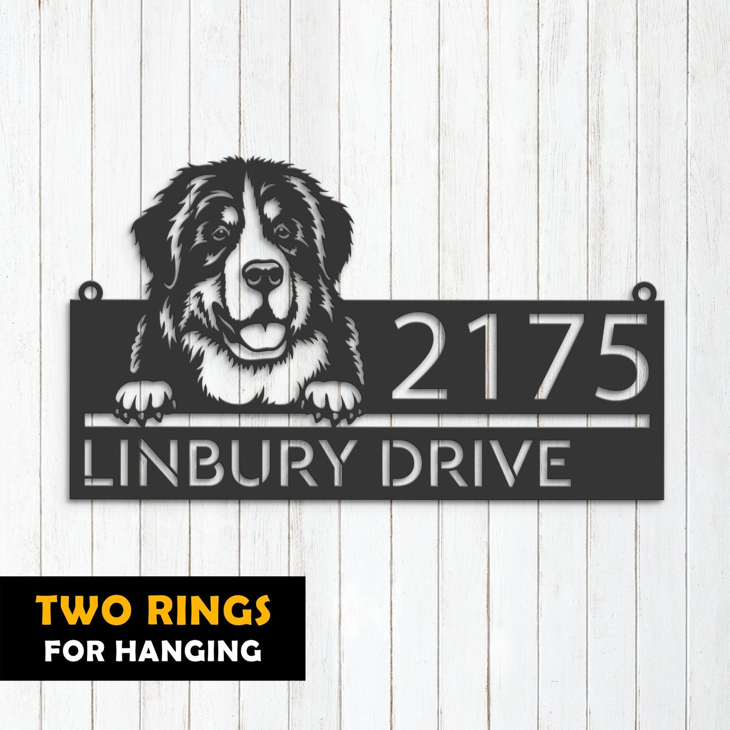 Personalized Berne cattle dog, Puppy Metal Address Sign House number Hanging Address Plaque Yard Sign Outdoor decor Garden Stake