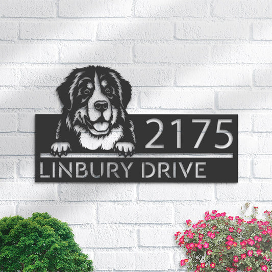 Personalized Berne cattle dog, Puppy Metal Address Sign House number Hanging Address Plaque Yard Sign Outdoor decor Garden Stake