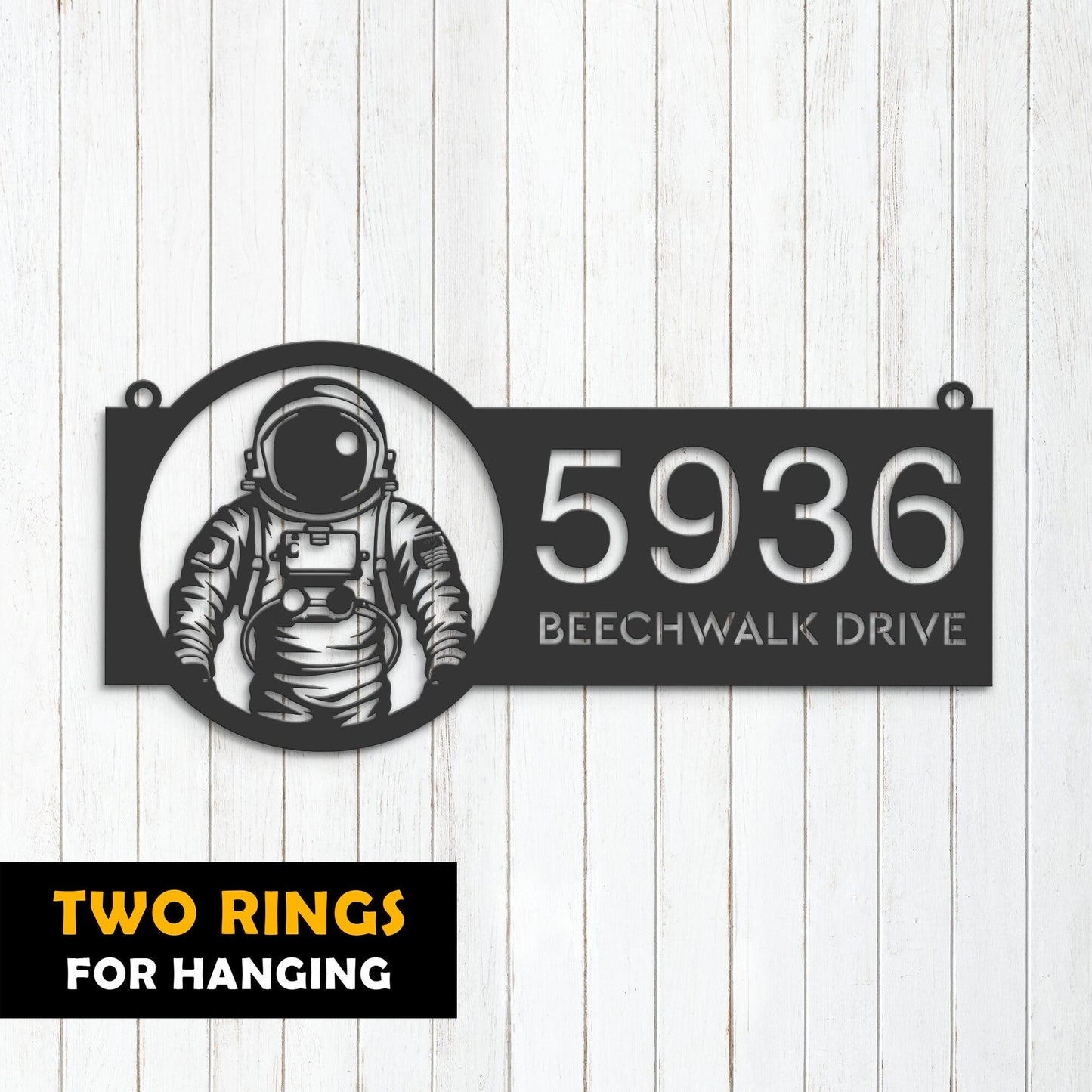 Personalized Astronaut Spaceman Metal Address Sign Custom House number Hanging Address Plaque Yard Sign, Outdoor Garden Stake