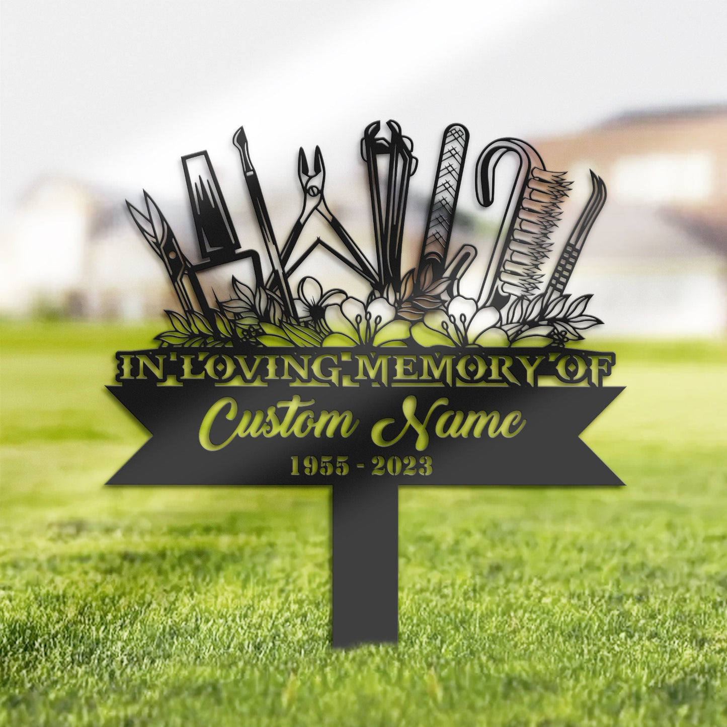 Personalized Nail tech Manicurist Memorial Stake, Metal Stake, Sympathy Sign, Grave Marker, Remembrance Stake