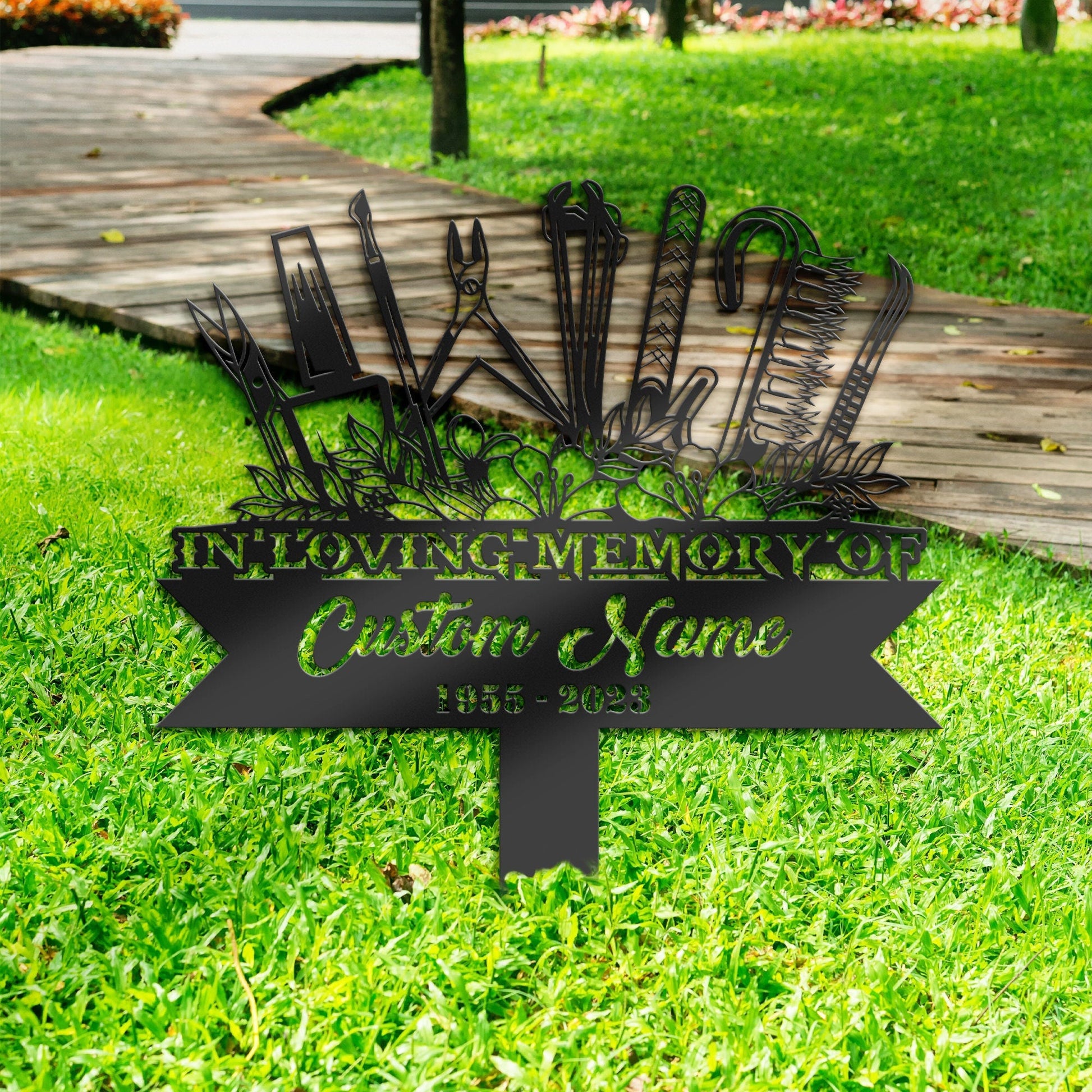 Personalized Nail tech Manicurist Memorial Stake, Metal Stake, Sympathy Sign, Grave Marker, Remembrance Stake