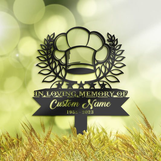 Personalized Chef cook Memorial Stake, Metal Stake, Sympathy Sign, Grave Marker, Remembrance Stake