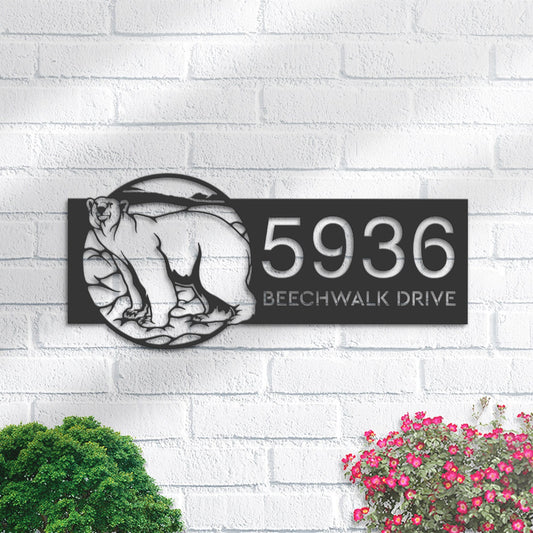 Personalized Polar Bear Wild animal wildlife Metal Address Sign | Hanging Address Plaque | Yard Sign, Outdoor Sign | Garden Stake