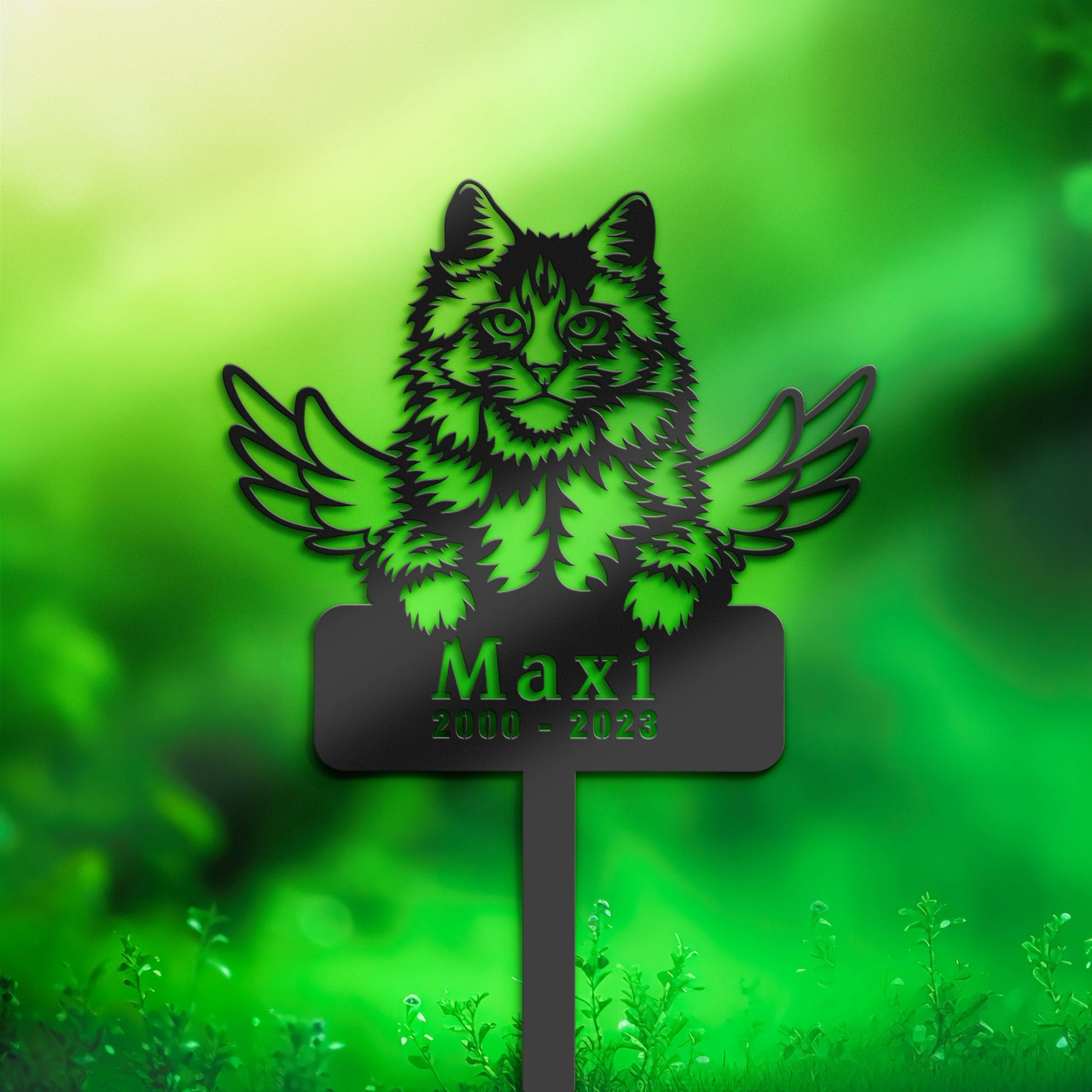 Personalized Main coon Cat Memorial Stake, Metal Stake, Sympathy Sign, Pet Grave Marker, Remembrance Stake