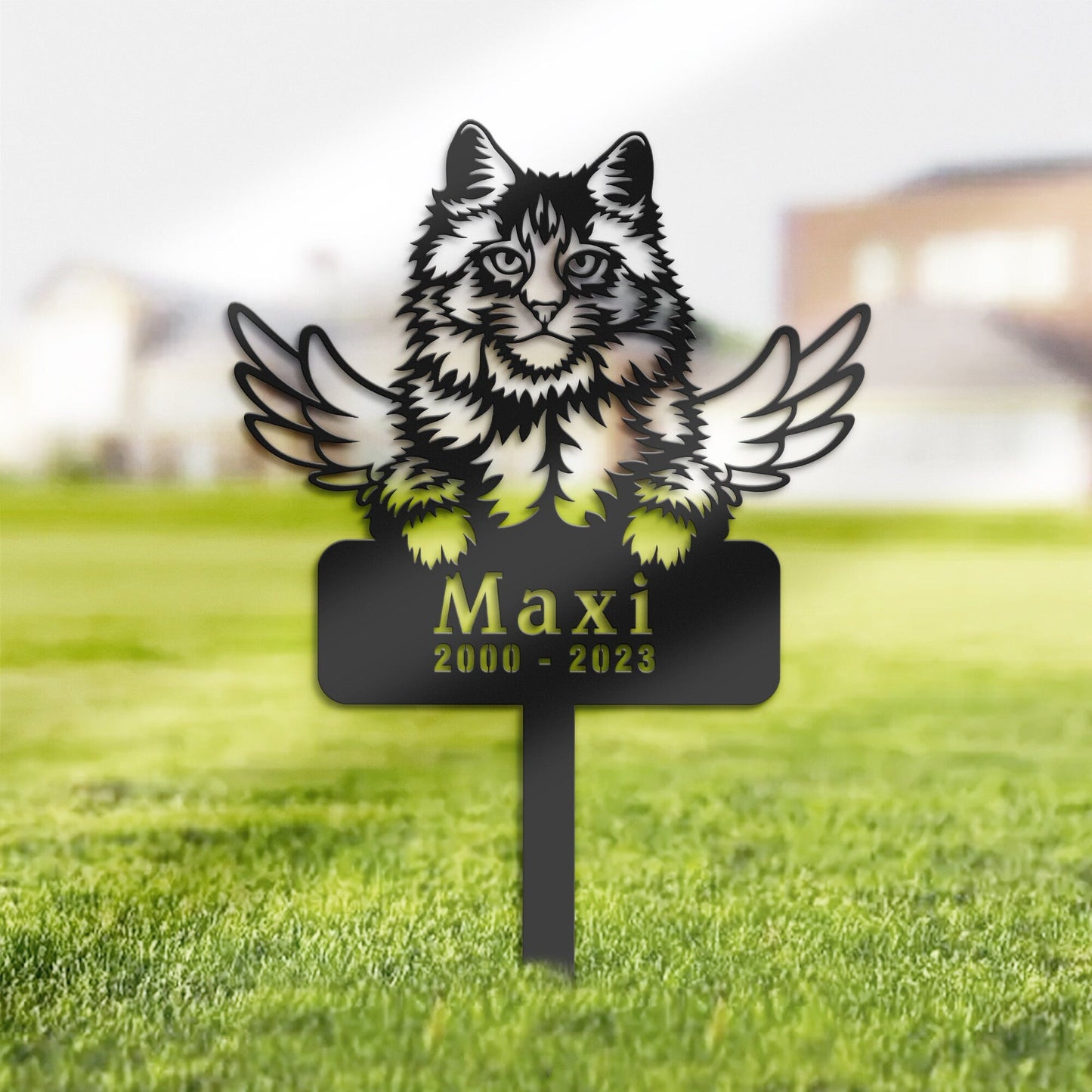 Personalized Main coon Cat Memorial Stake, Metal Stake, Sympathy Sign, Pet Grave Marker, Remembrance Stake