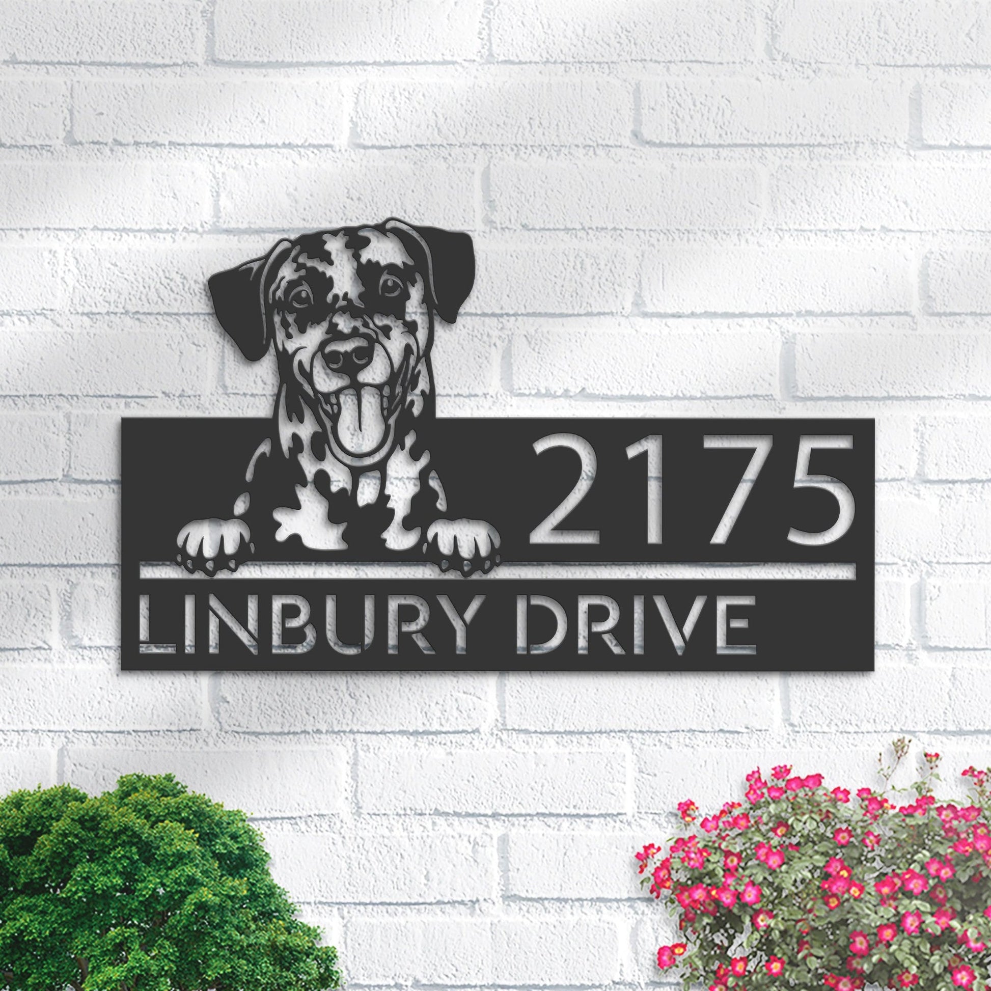 Personalized Dalmatian dog, Puppy Metal Address Sign House number Hanging Address Plaque Yard Sign Outdoor decor Garden Stake