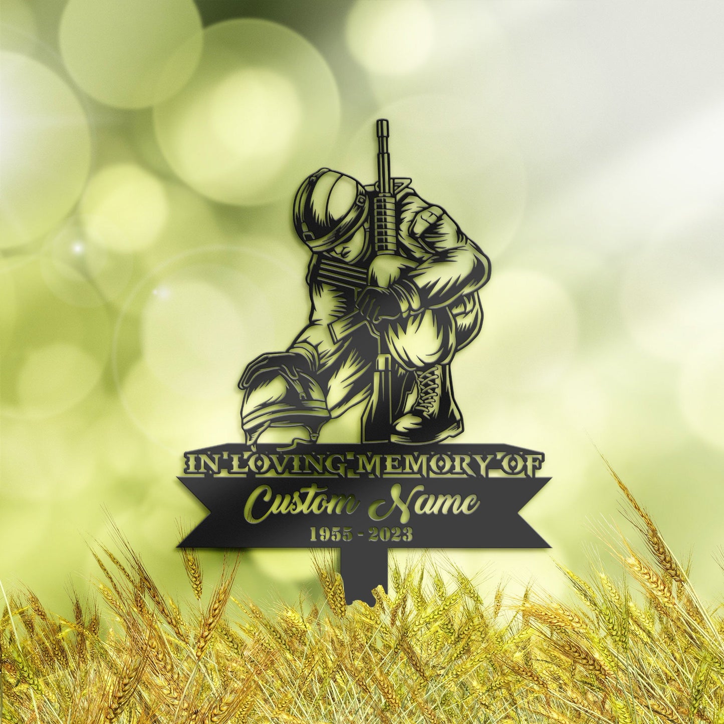 Personalized Fallen Soldier army veteran Memorial Stake, Metal Stake, Sympathy Sign, Grave Marker, Remembrance Stake