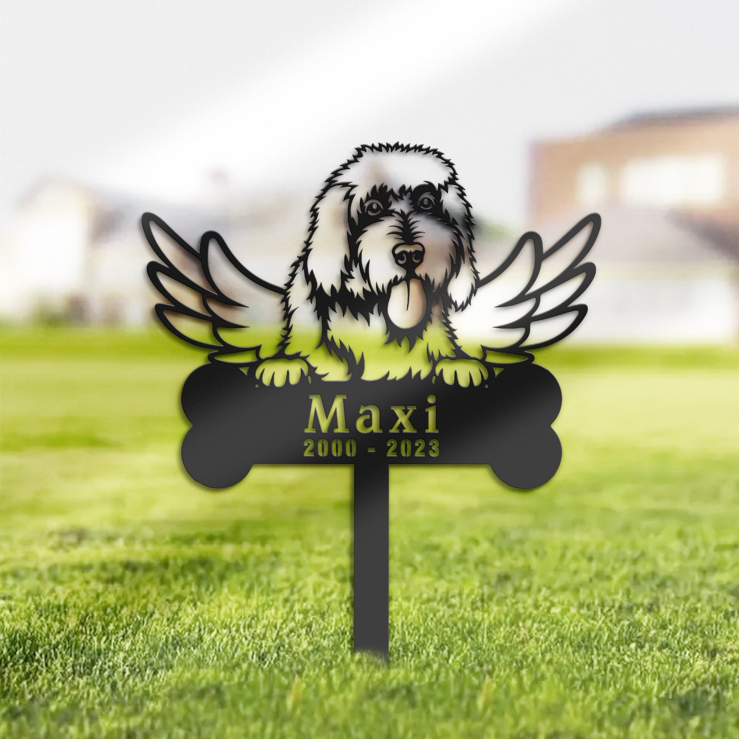 Personalized Goldendoodle Dog Memorial Stake, Metal Stake, Sympathy Sign, Pet Grave Marker, Remembrance Stake