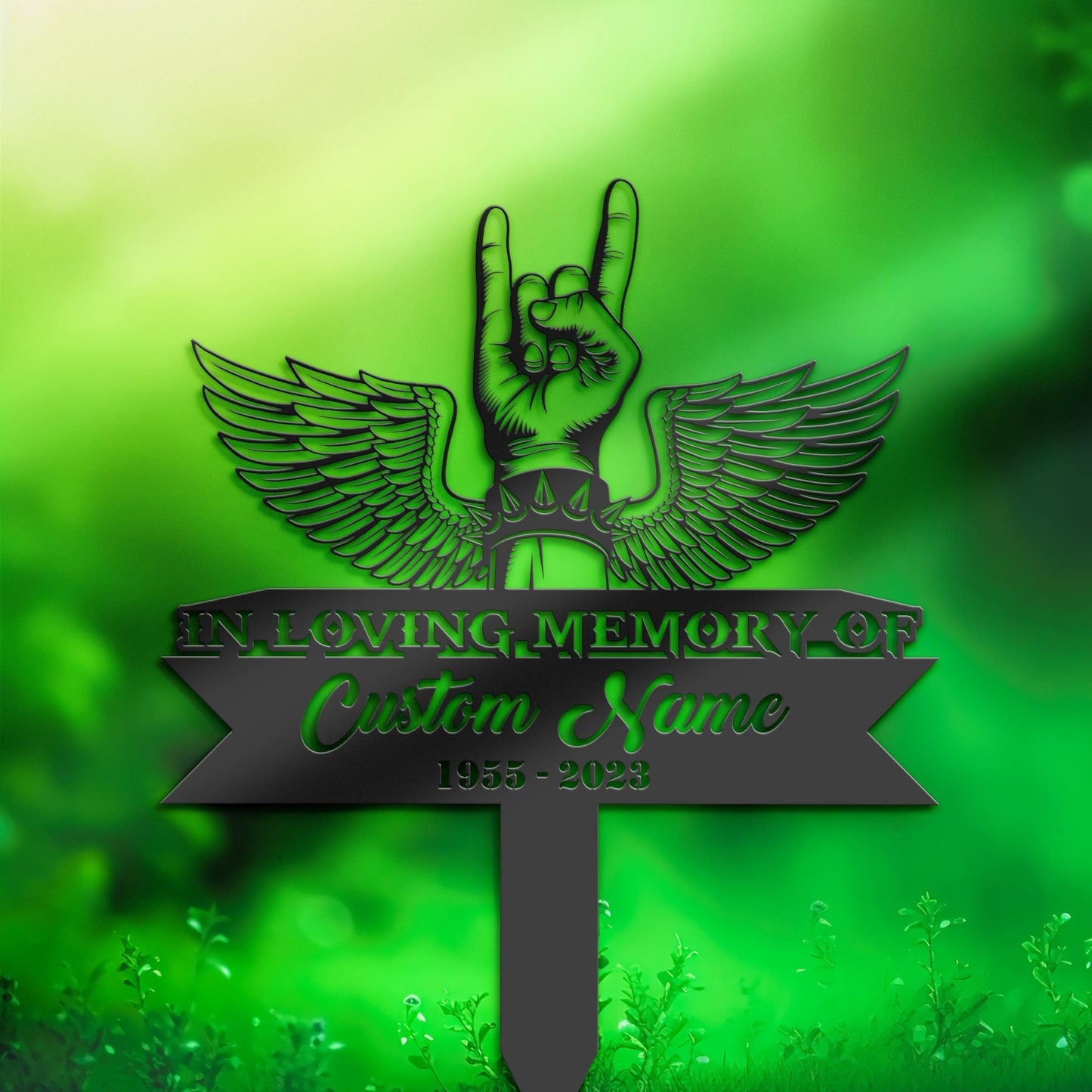 Personalized Rock N Roll Lover musician Memorial Stake, Metal Stake, Sympathy Sign, Grave Marker, Remembrance Stake