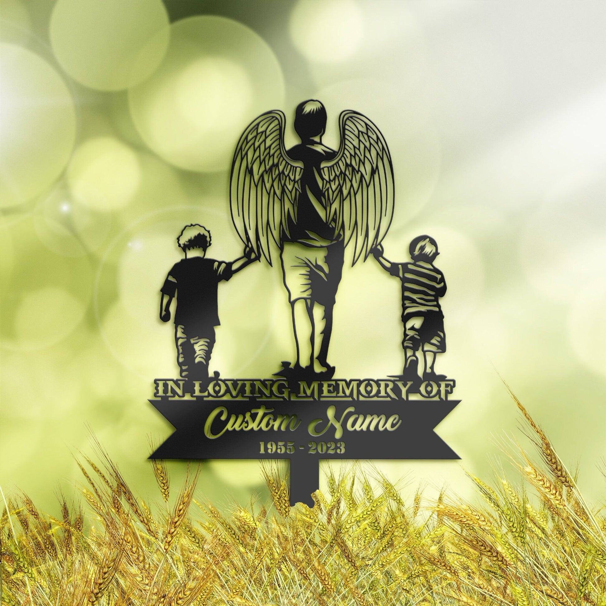 Personalized Angel father and sons Memorial Stake, Metal Stake, Sympathy Sign, Grave Marker, Remembrance Stake