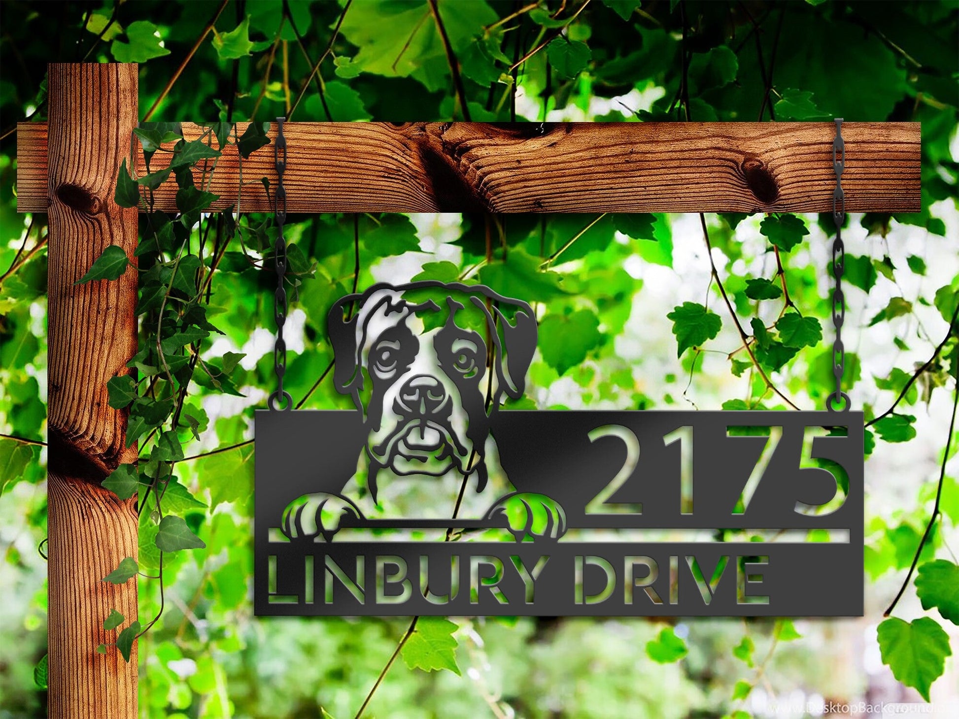 Personalized Boxer dog, cute puppy Metal Address Sign House number Hanging Address Plaque Yard Sign Outdoor decor Garden Stake