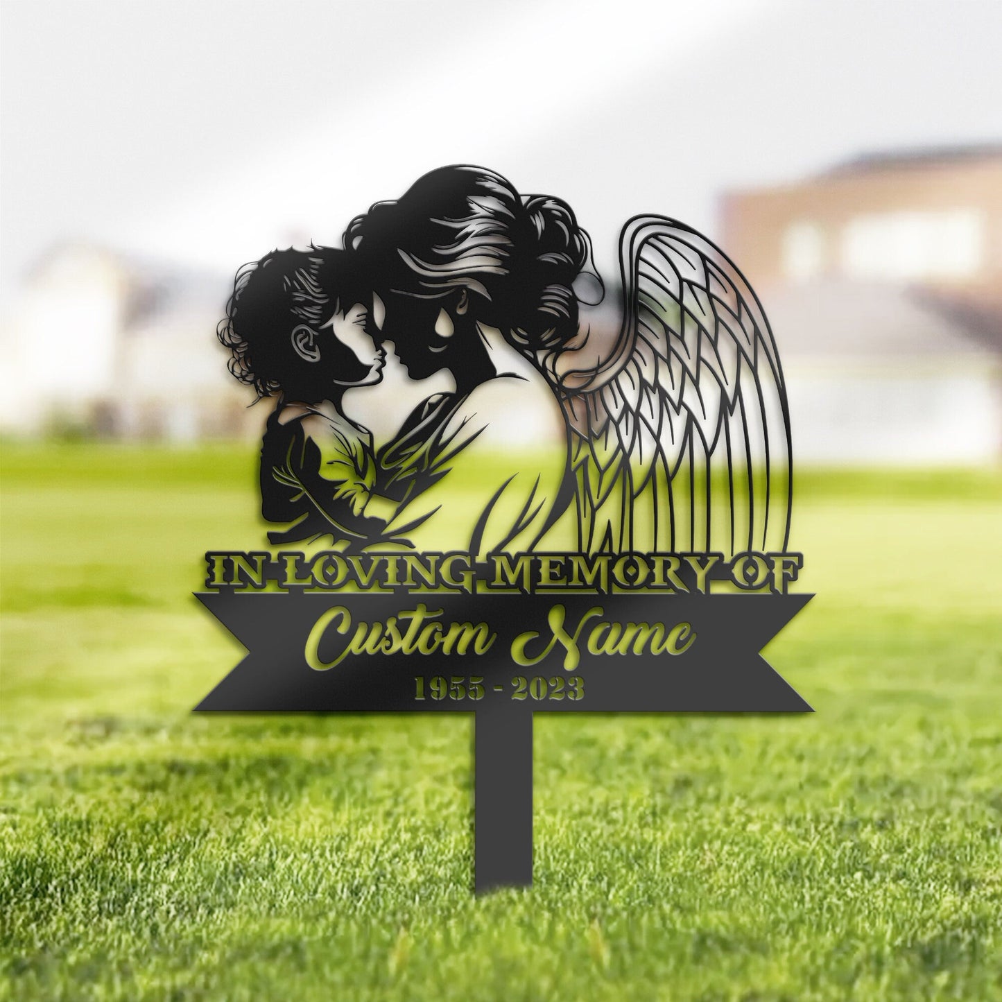 Personalized Angel mother and baby Memorial Stake, Metal Stake, Sympathy Sign, Grave Marker, Remembrance Stake