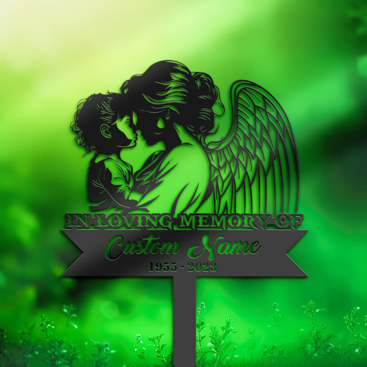 Personalized Angel mother and baby Memorial Stake, Metal Stake, Sympathy Sign, Grave Marker, Remembrance Stake