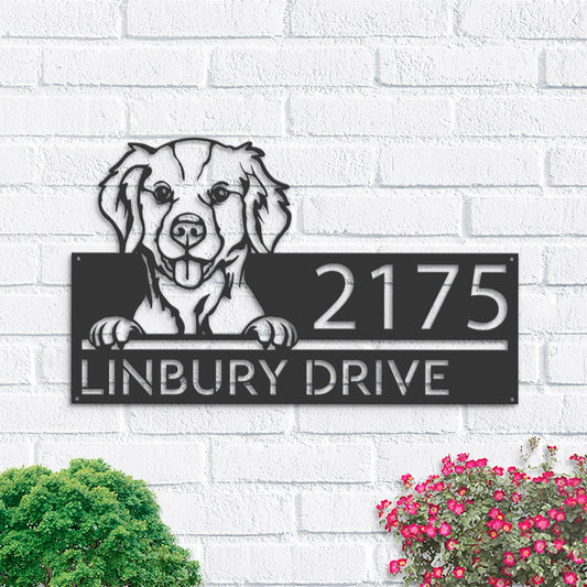 Personalized Brittany spaniel dog, cute puppy Metal Address Sign House number Hanging Address Plaque Yard Sign Outdoor decor Garden Stake