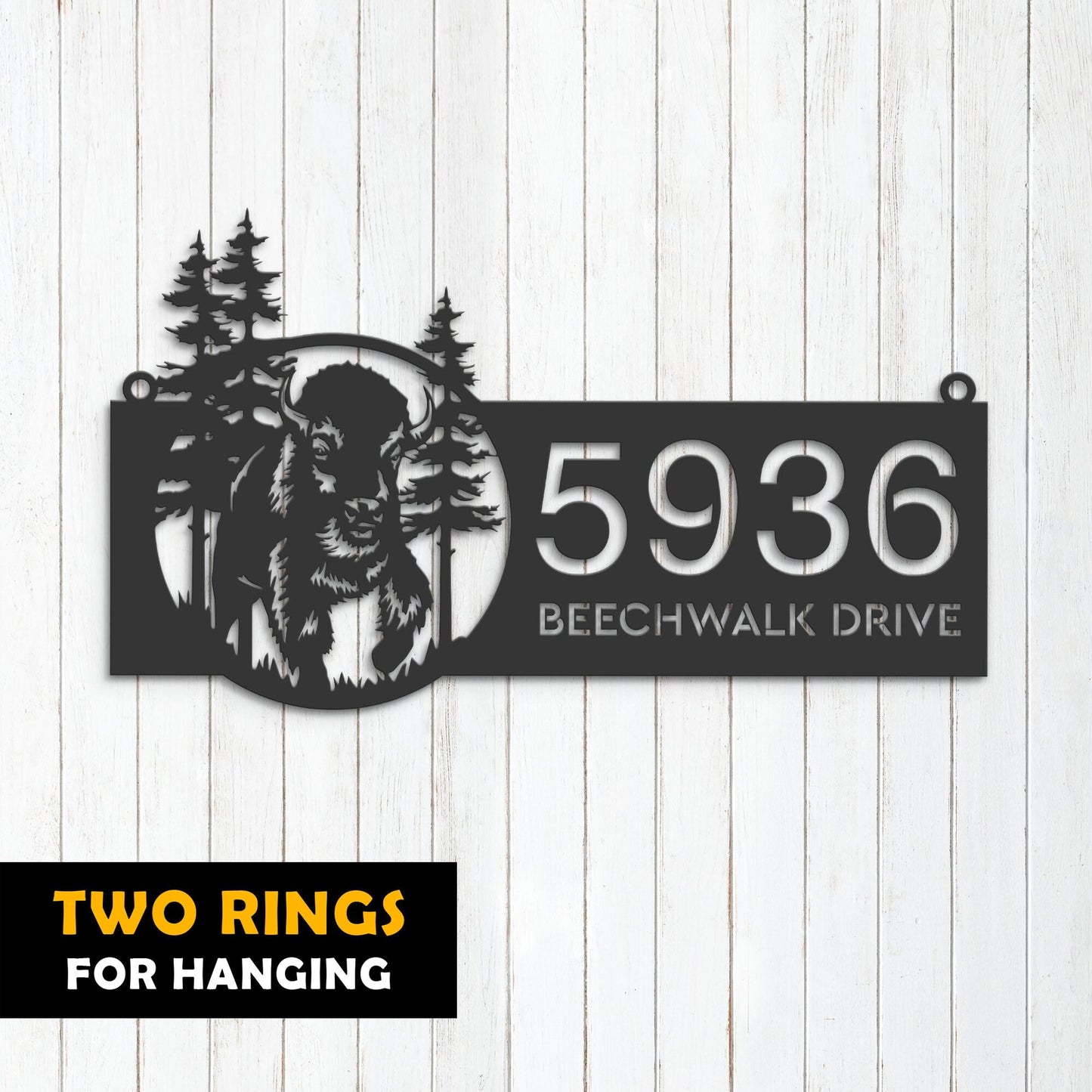 Personalized Bison forest wild life Metal Address Sign House Number, Hanging Address Plaque | Yard Sign, Outdoor Sign| Garden Stake