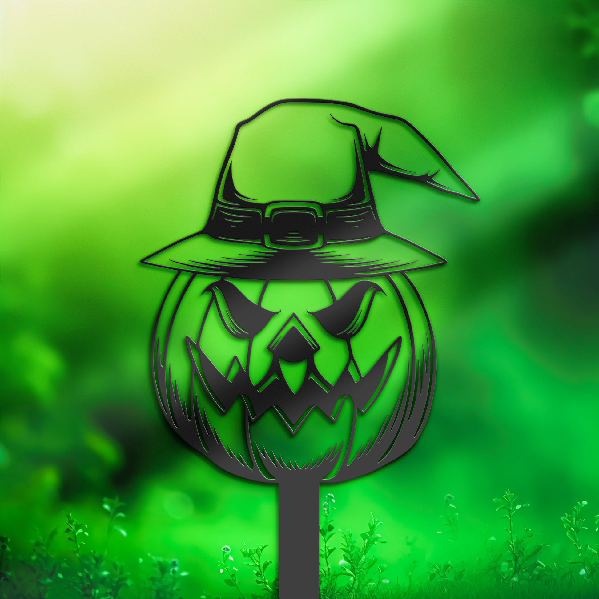 Halloween pumpkin witch hat Metal Yard Stake, Outdoor Decoration, Garden sign, Porch Decor. Holiday Gifts