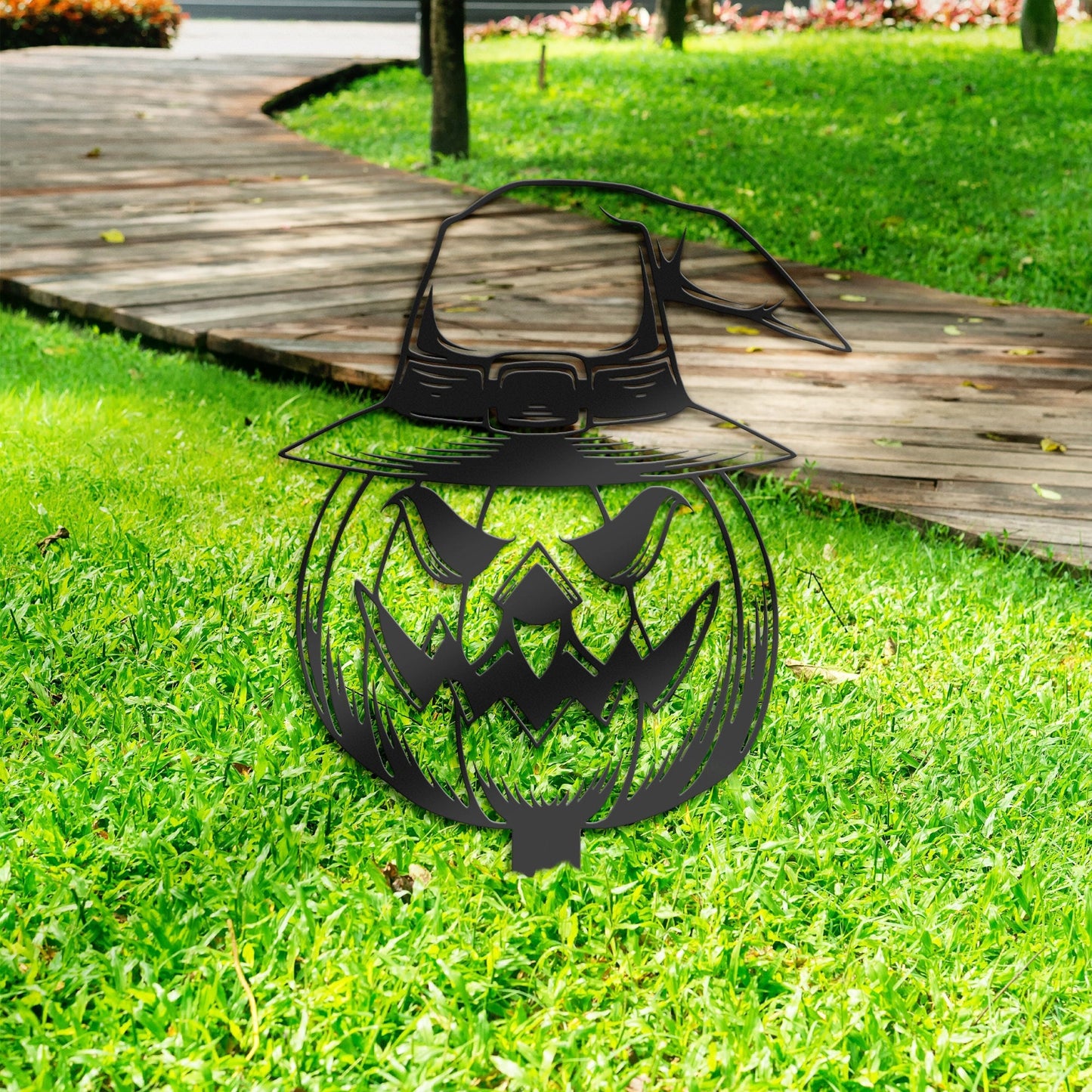 Halloween pumpkin witch hat Metal Yard Stake, Outdoor Decoration, Garden sign, Porch Decor. Holiday Gifts