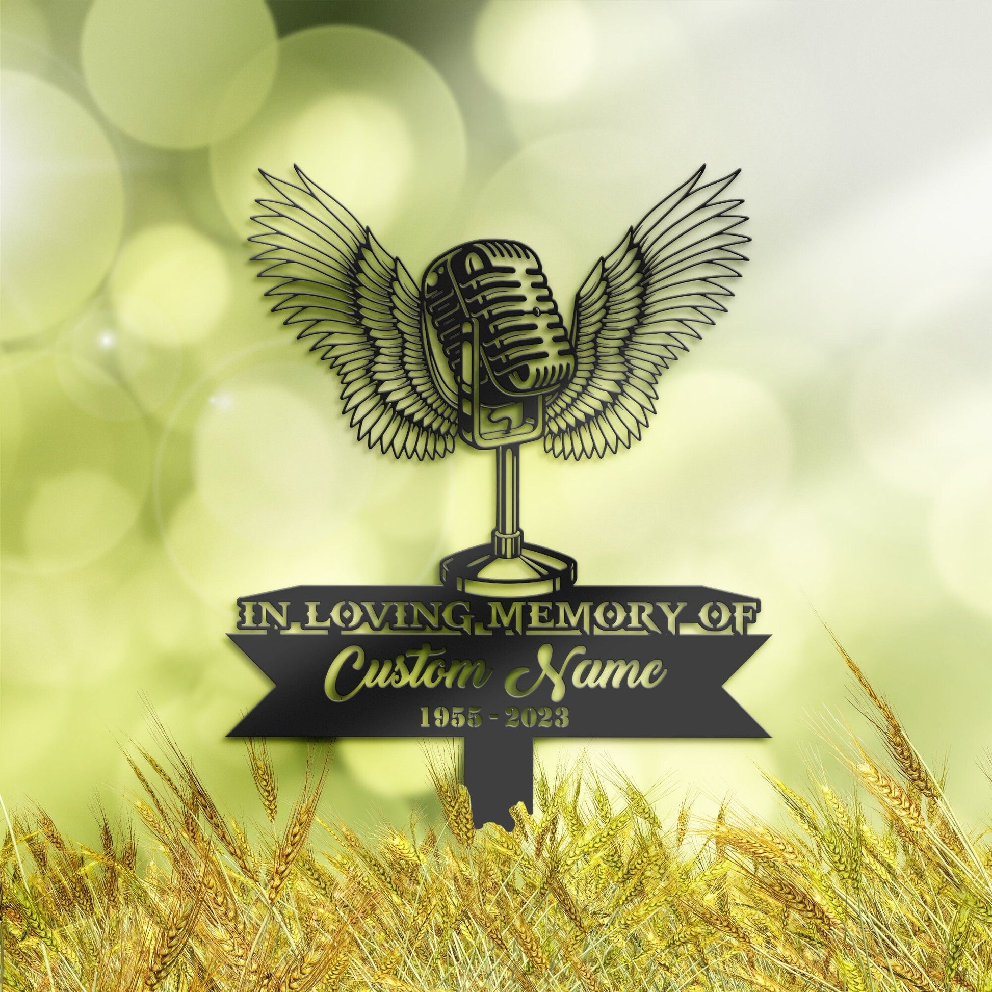 Personalized Microphone singer Memorial Stake, Metal Stake, Sympathy Sign, Grave Marker, Remembrance Stake