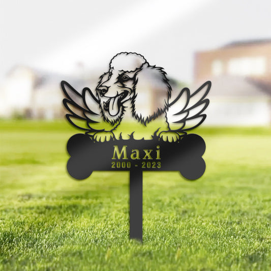 Personalized Poodle Dog Memorial Stake, Metal Stake, Sympathy Sign, Pet Grave Marker, Remembrance Stake