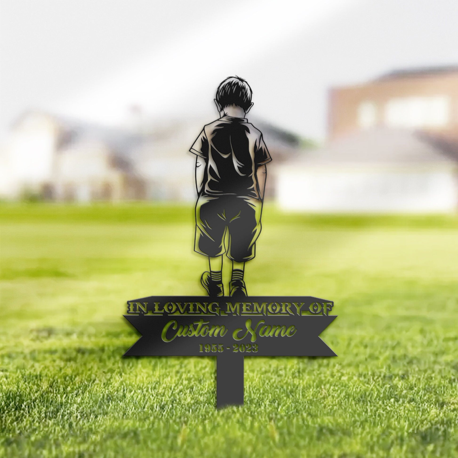 Personalized Sad boy Memorial Stake, Metal Stake, Sympathy Sign, Grave Marker, Remembrance Stake