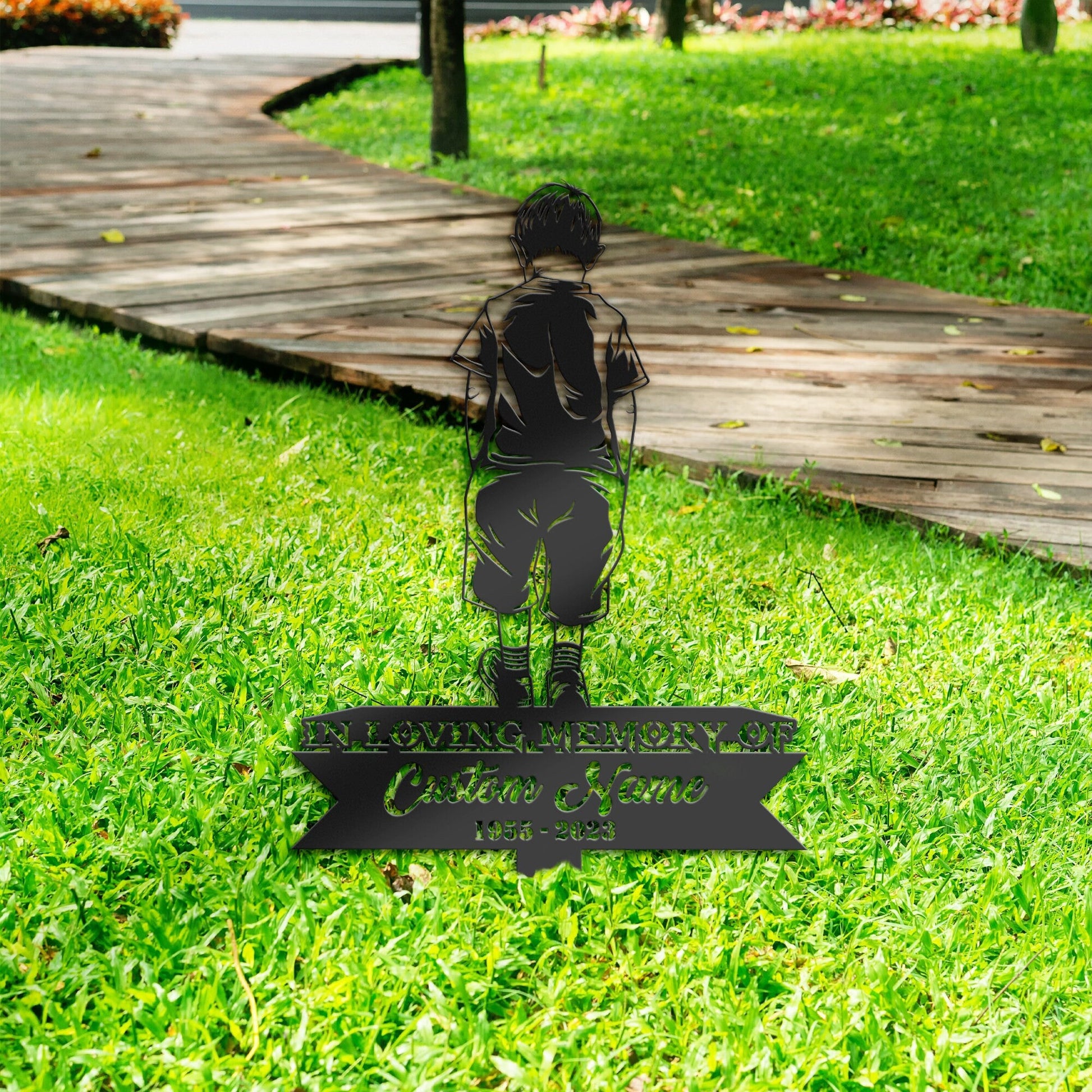 Personalized Sad boy Memorial Stake, Metal Stake, Sympathy Sign, Grave Marker, Remembrance Stake