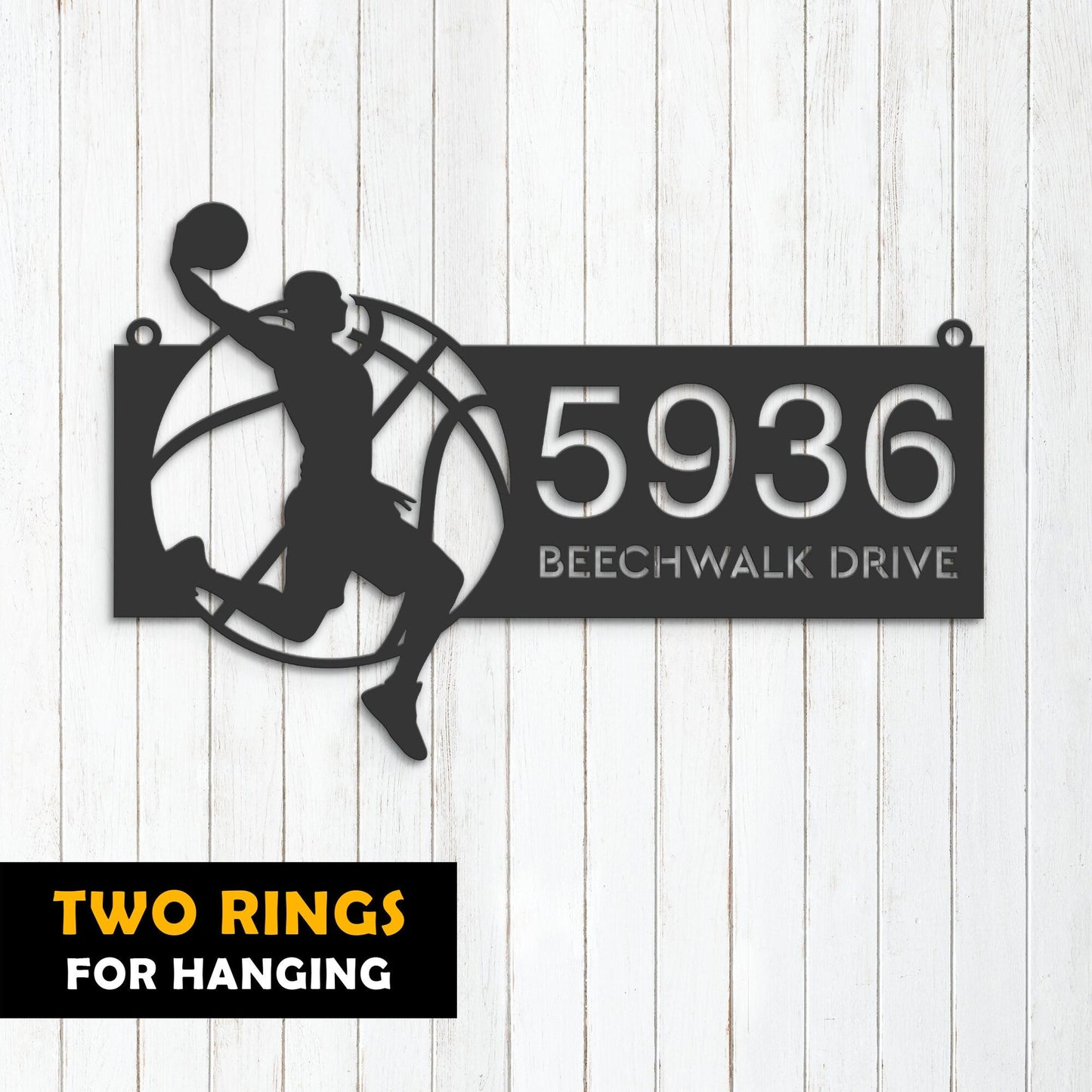 Personalized Basketball player Sport Metal Address Sign House number Hanging Address Plaque Yard Sign, Outdoor Sign Garden Stake