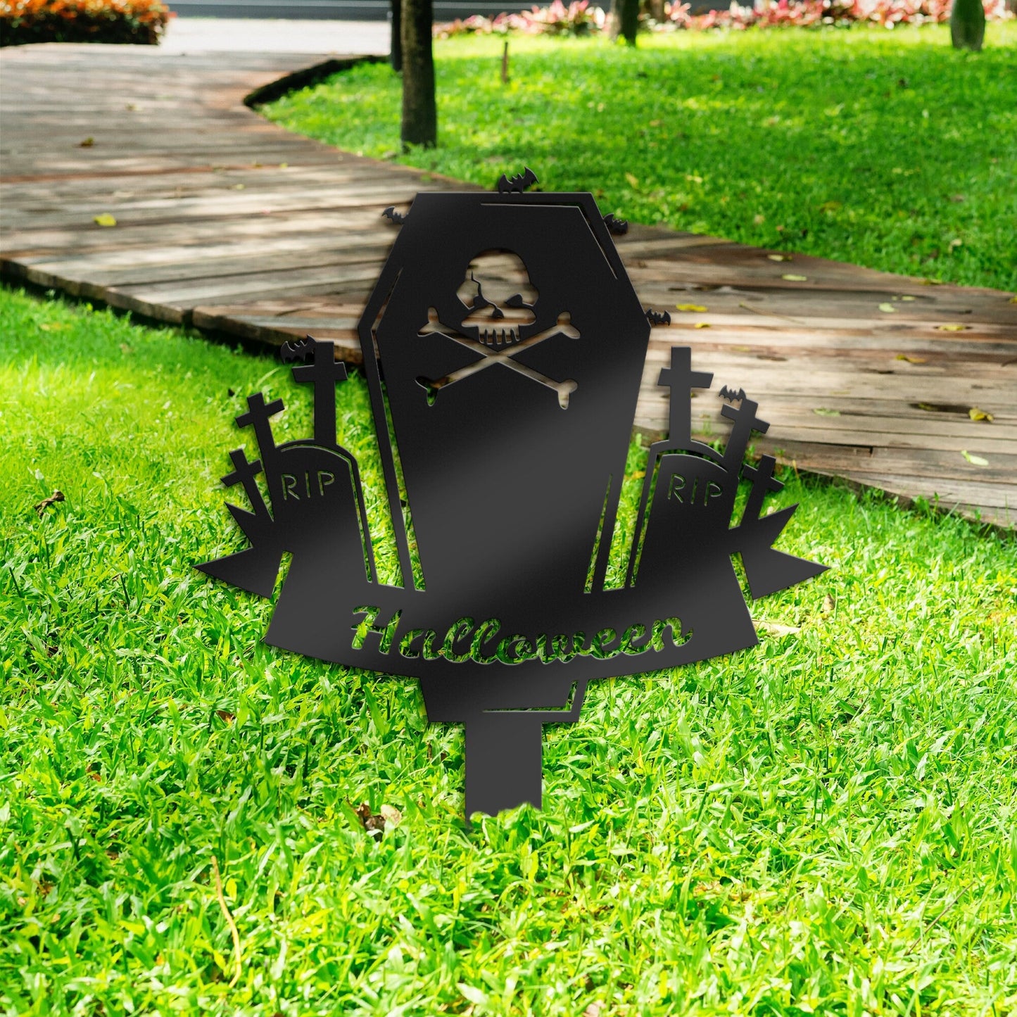 Halloween Rip scary tombstone Metal Yard Stake, Outdoor Decoration, Garden sign, Porch Decor. Holiday Gifts